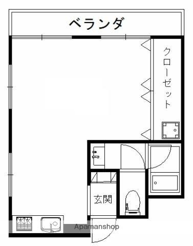 尾山ビル(ワンルーム/3階)の間取り写真