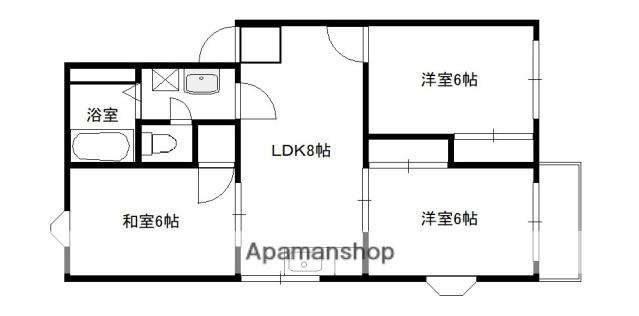 エルディムウエダB(3DK/1階)の間取り写真