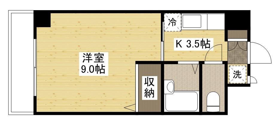 ラフィーネ幟町(1K/8階)の間取り写真