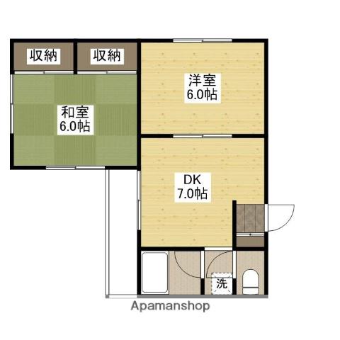 パルコパールⅠ(2DK/4階)の間取り写真