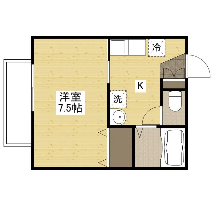 セジュール相田C棟(1K/1階)の間取り写真