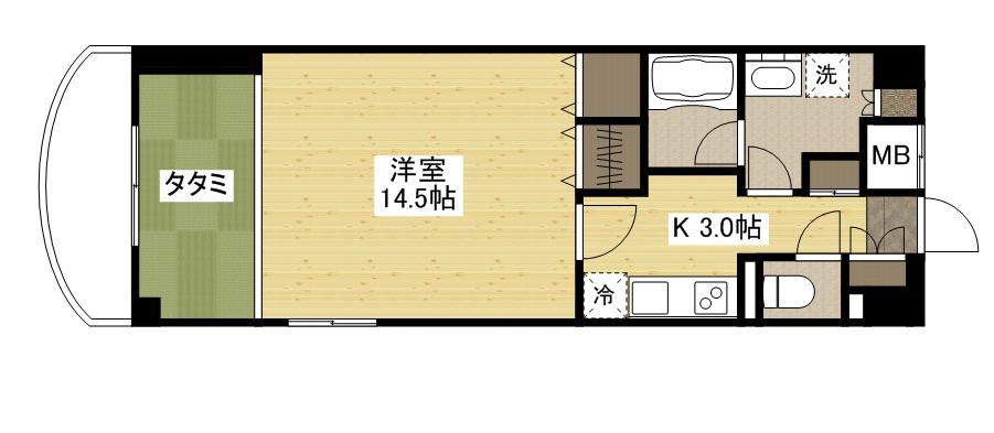 ソシアル琥珀(1K/7階)の間取り写真