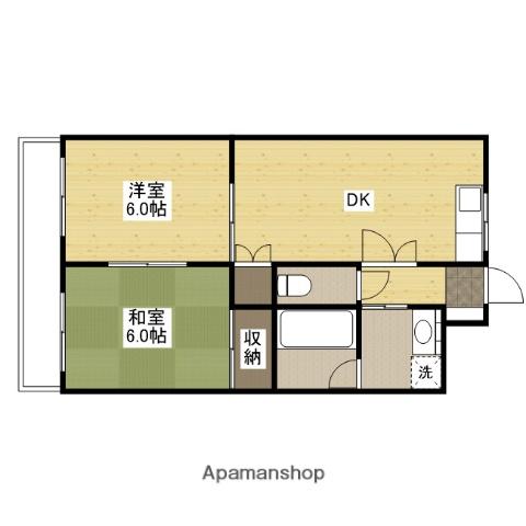 西田ビル(2DK/4階)の間取り写真