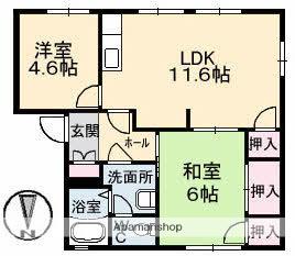 ディアス清水(2LDK/1階)の間取り写真