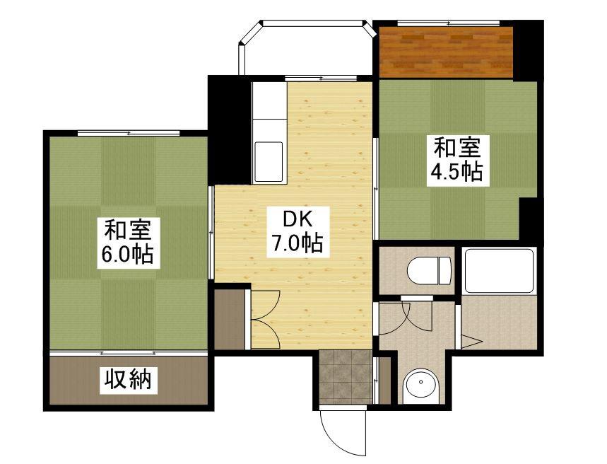 チサンマンション広島(2DK/8階)の間取り写真