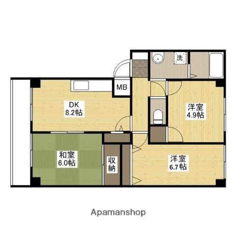 フィネス西田(3DK/1階)の間取り写真