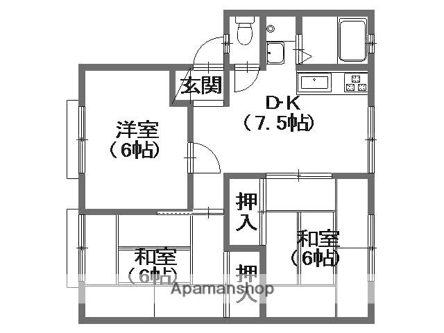 サンライフ松本B棟(3DK/2階)の間取り写真