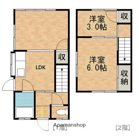 広島県安芸郡海田町 2階建 築56年(2LDK)の間取り写真
