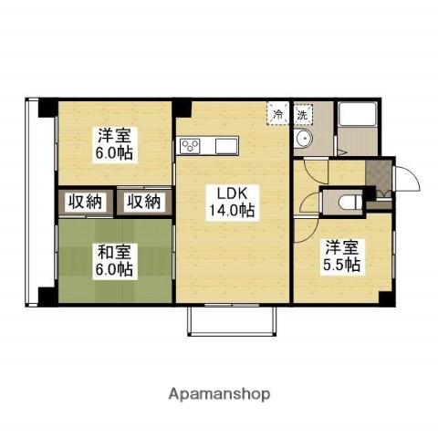 パークヒルズ天水(3LDK/2階)の間取り写真