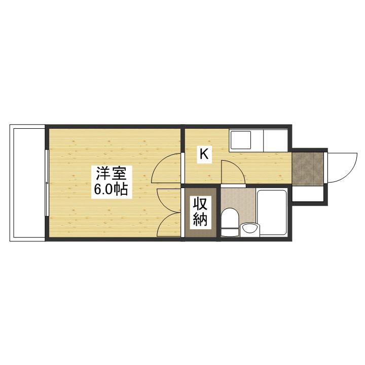 房尾本店2丁目ビル(1K/8階)の間取り写真