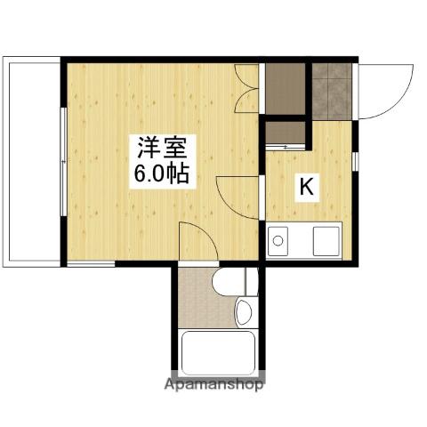 エステート中広(1K/4階)の間取り写真