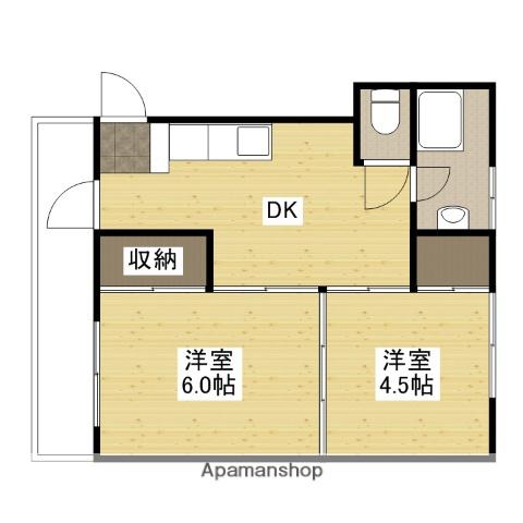 木村ハウス(2DK/3階)の間取り写真