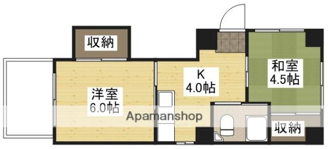 ふじビル(2K/4階)の間取り写真