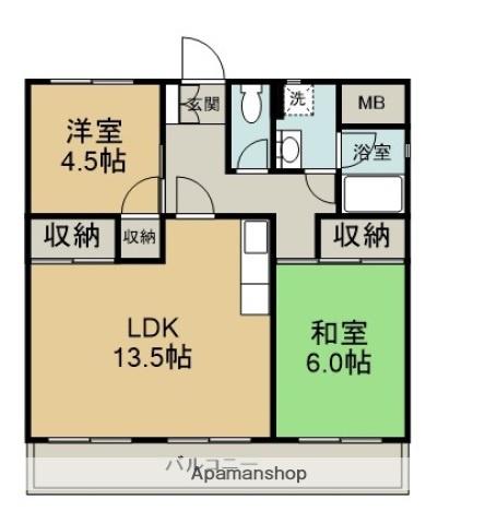ハイツ古江(2LDK/3階)の間取り写真