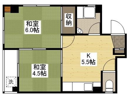 窪田ビル(2K/3階)の間取り写真