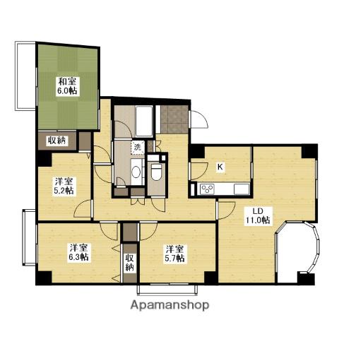 ヒルズアーバンⅠ番館(4LDK/7階)の間取り写真