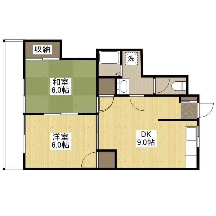 シャルム成城(2DK/3階)の間取り写真