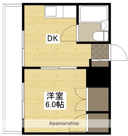 和田ビル(1DK/2階)の間取り写真