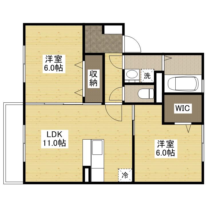 カサ グランデ(2LDK/2階)の間取り写真