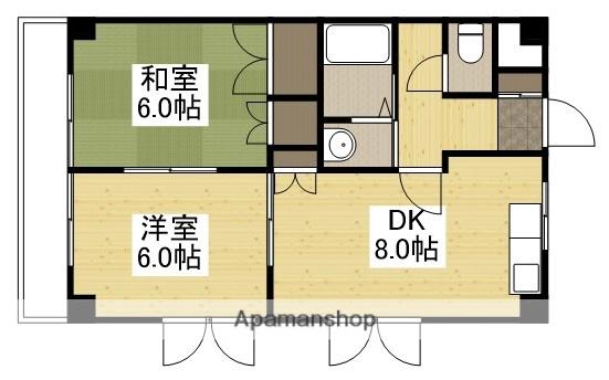 ディンプルハウス(2DK/3階)の間取り写真