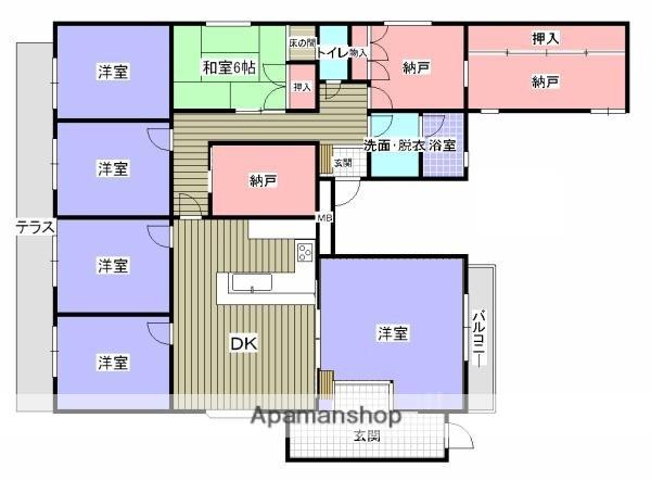 松尾牛田マンション(6SDK/1階)の間取り写真