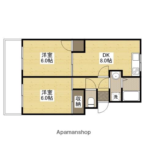 サウスバード(2DK/1階)の間取り写真