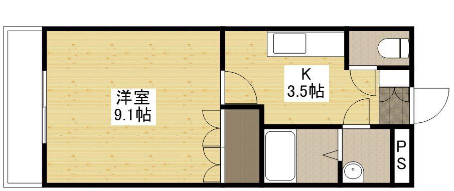 ハッピーキャニオン(1K/2階)の間取り写真