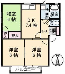 コーポ松久(3DK/2階)の間取り写真