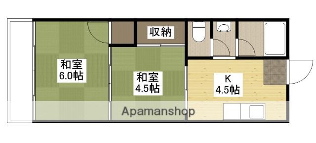 倉本ビル(2K/4階)の間取り写真