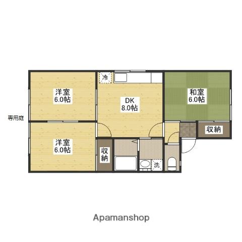 セジュール荒谷川(3DK/1階)の間取り写真