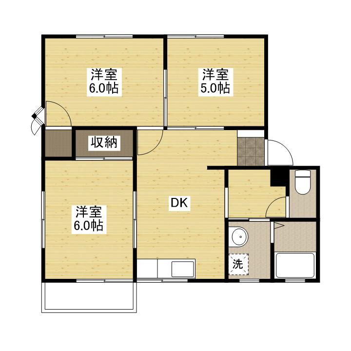 グランドール中山E棟(3DK/2階)の間取り写真