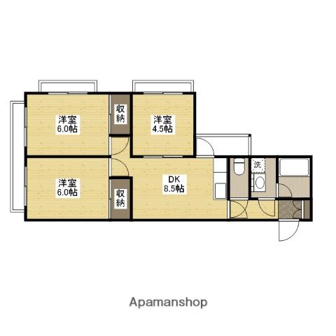 楠マンション B棟(3DK/3階)の間取り写真