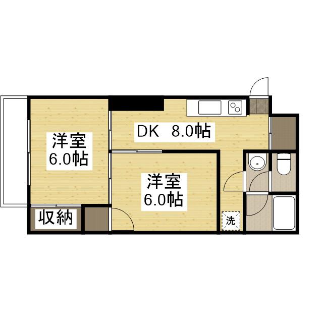 DIKビル(2DK/3階)の間取り写真