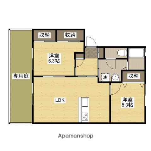 サニーハイツ藤井B(2LDK/1階)の間取り写真