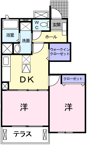 カサ・ヴェルデ吉田 Ⅲ(2DK/1階)の間取り写真