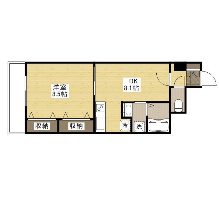 並木ウィング(1LDK/8階)の間取り写真