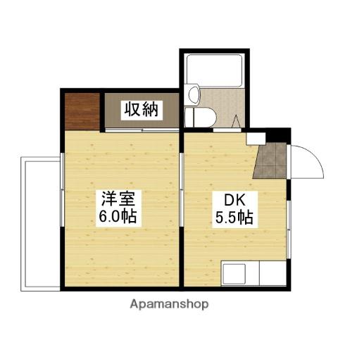 コーポカワモト(1DK/3階)の間取り写真