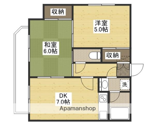 7FUKAGAWA(2DK/2階)の間取り写真