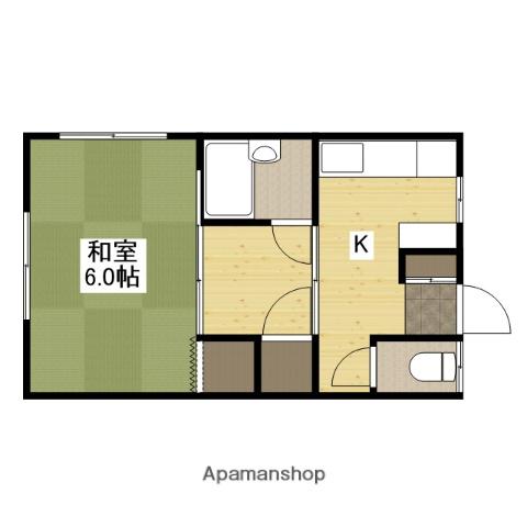 皆実町アパート(1K/2階)の間取り写真