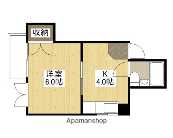 山鶴ビル(1K/4階)の間取り写真