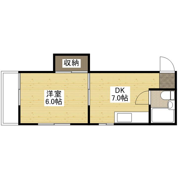 山岡ビル(1DK/4階)の間取り写真