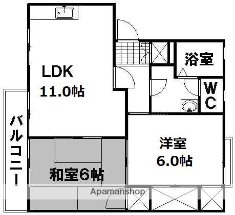 ディアス井口(2LDK/2階)の間取り写真