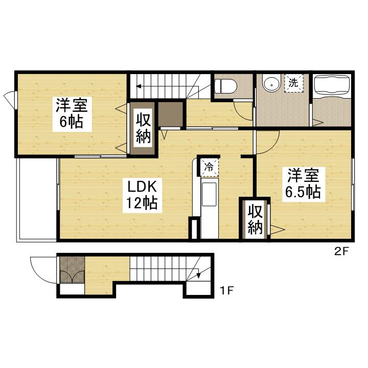 プラシード五番館(2LDK/2階)の間取り写真