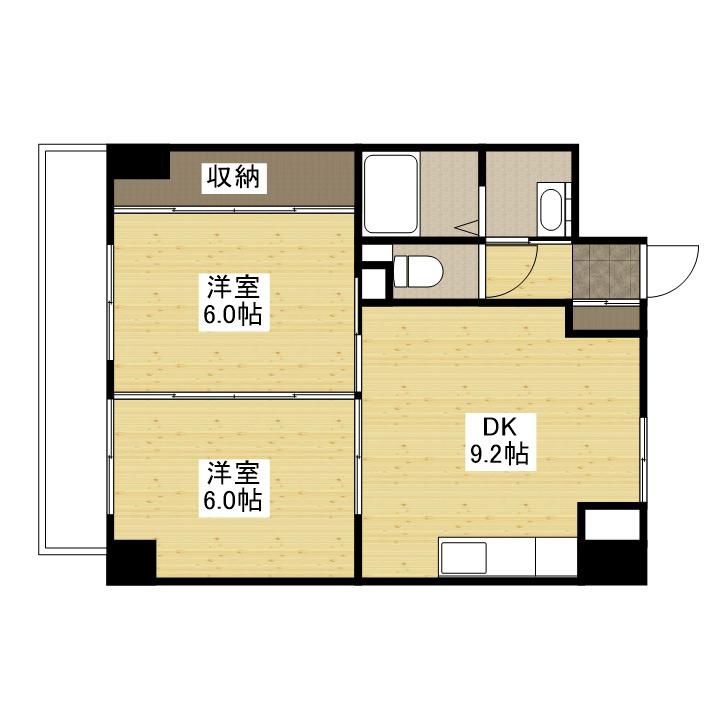 フレア21三滝(2DK/10階)の間取り写真