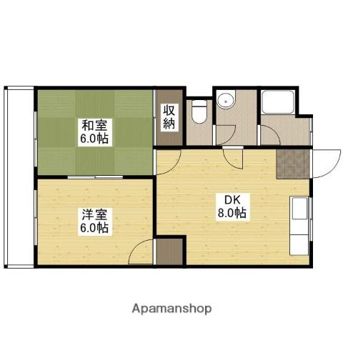 古本マンション(2DK/3階)の間取り写真