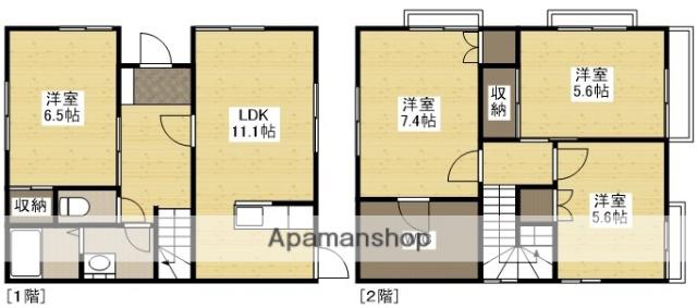 広島県広島市安佐北区 2階建 築36年(4LDK)の間取り写真