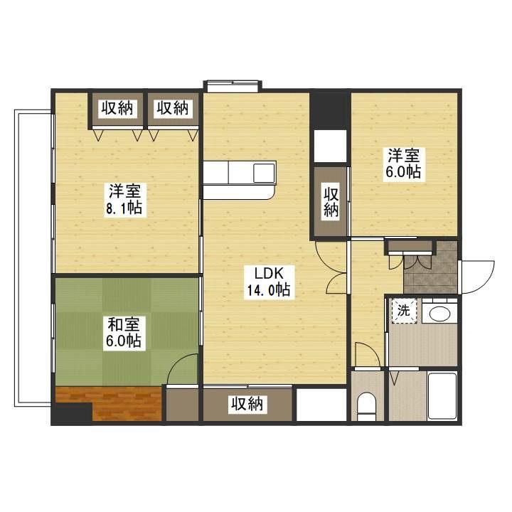 マーキュリーシティ壱番館(3LDK/2階)の間取り写真