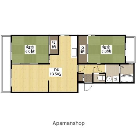 第1ビューハイツ(2LDK/3階)の間取り写真