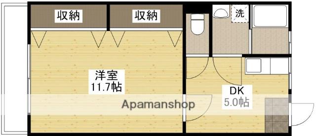 山崎ビル(1DK/3階)の間取り写真