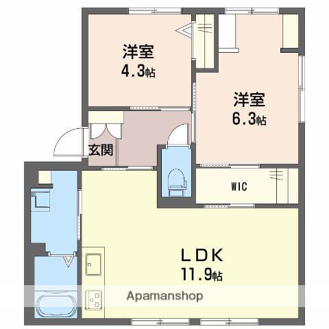 コーポ松浦C棟(2LDK/1階)の間取り写真
